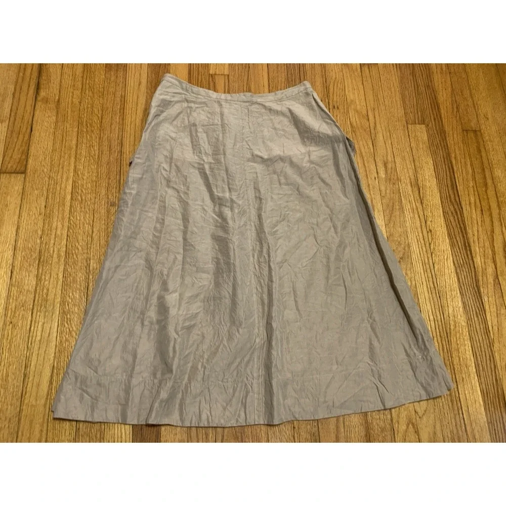 Vince Utility Button Down Linen Khaki Midi Skirt 14 Beach Cargo Boho MSRP $425